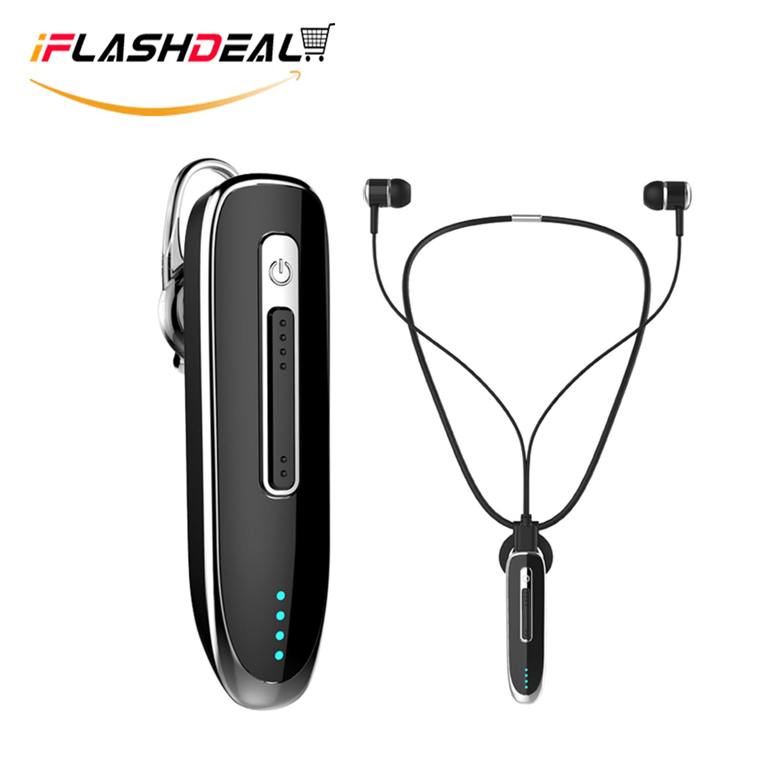 iFlashDeal Wireless Earbuds Business Bluetooth Headphone Necklace Earphones Earpiece Headsets Long Standby with Mic for Smart Phones Driver