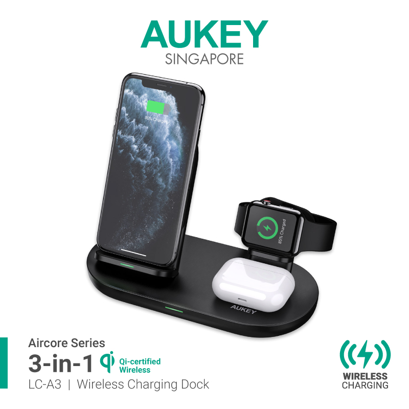 Aukey LC-A3 Aircore Series 3 in 1 Wireless Charging Station