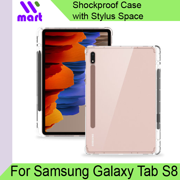 Transparent Case with S-Pen Holder for Samsung Galaxy Tab S8 / Tab S8 Plus / Tab S8 Ultra / Tab S7 Plus / Tab S7 FE / Tab S7