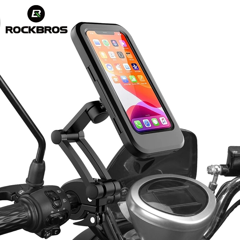 ROCKBROS Bike Handlebar Holder Adjustable IPX6 Waterproof Cycling Bracket Flexible Touch Screen Phone Stand