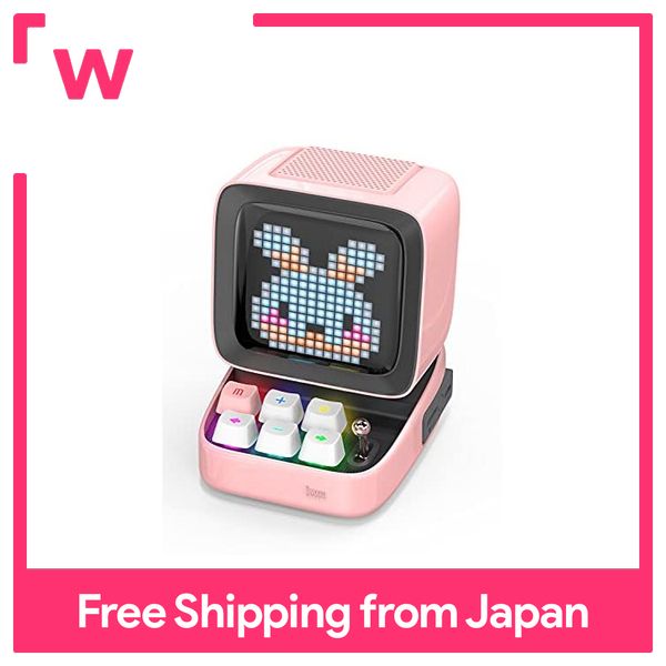 Divoom Ditoo Portable Bluetooth Speaker 3.55 inch LED Screen Pixel Display, DSP Wireless Speaker APP Control, Audio HD, Mechanical Keyboard, Port Micro SD, Pink