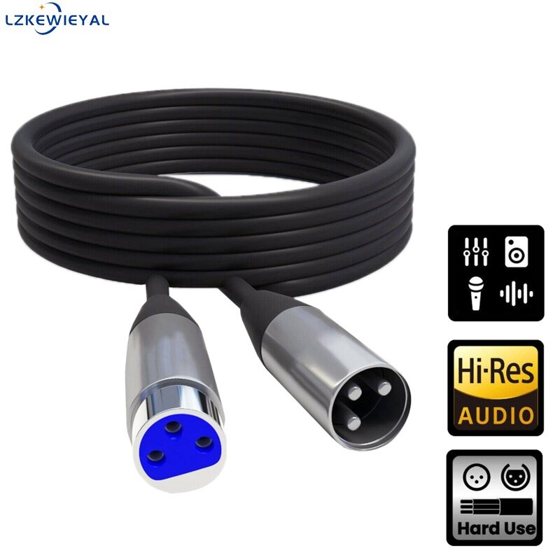 Lzkewieyal【100%Original】Xlr Microphone Cable 3-pin Male To Female Audio Cable Wire Connector Extension Shield Cord Accessories