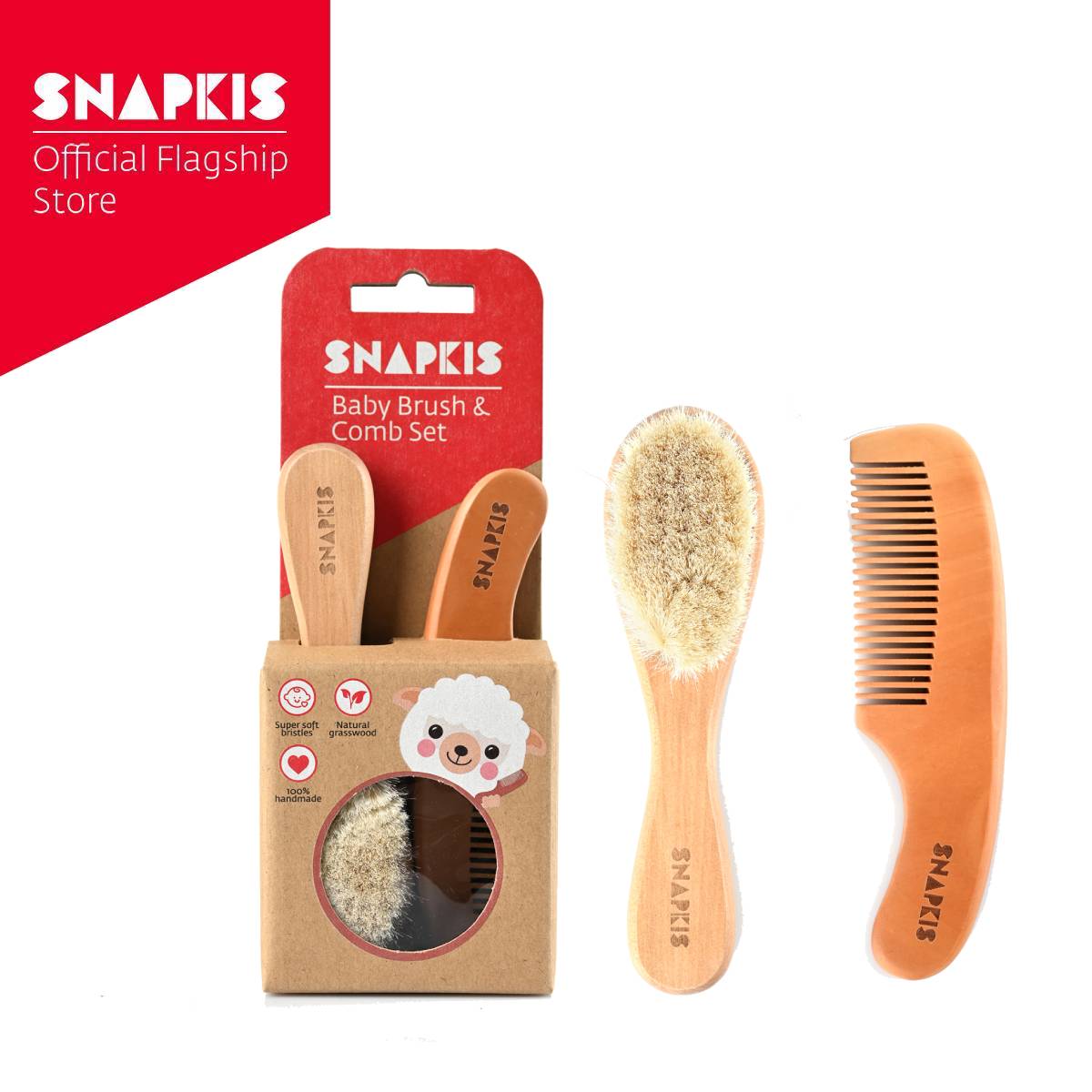 Snapkis Baby Wooden Brush & Comb Set
