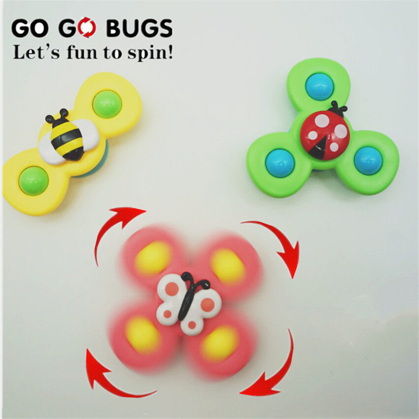Moulty 3PCS/Set Fingers Hand Spinners, Suction Cup Spinning Top Toy, Spin Spinners Toys, Developmental Tray Toy for Early Learning for Ages 10 Months and Up