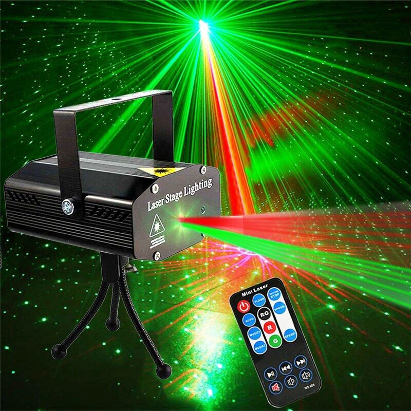 (HTY Home) DJ Disco Stage Laser Light Starry Sky Led Projector Strobe Party Lights Stage Lighting with Remote Control for Disco Party Club KTV Christmas，UK Plug