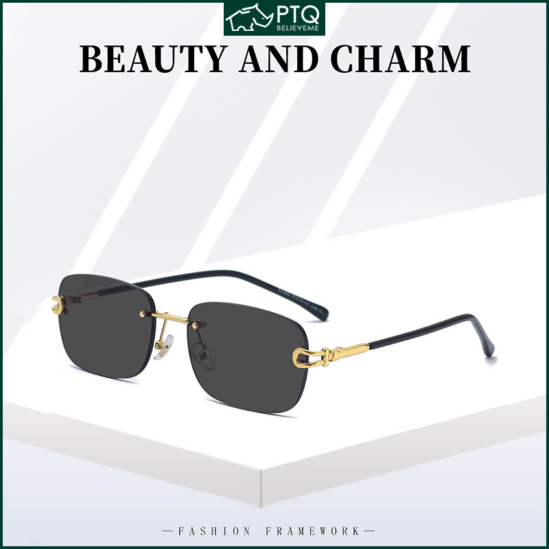 Shades for Men 2022 New Sun glasses Women's Rimless Anti-UV Sunglasses Fashion Anti-blue Light Glasses PTQ