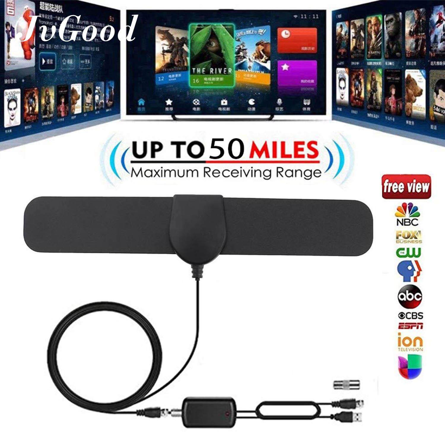 JvGood Amplified HD Digital TV Antenna Long 50 Miles Range Support 1080p TV's Indoor Powerful HDTV Amplifier Signal Booster- 4M Cable