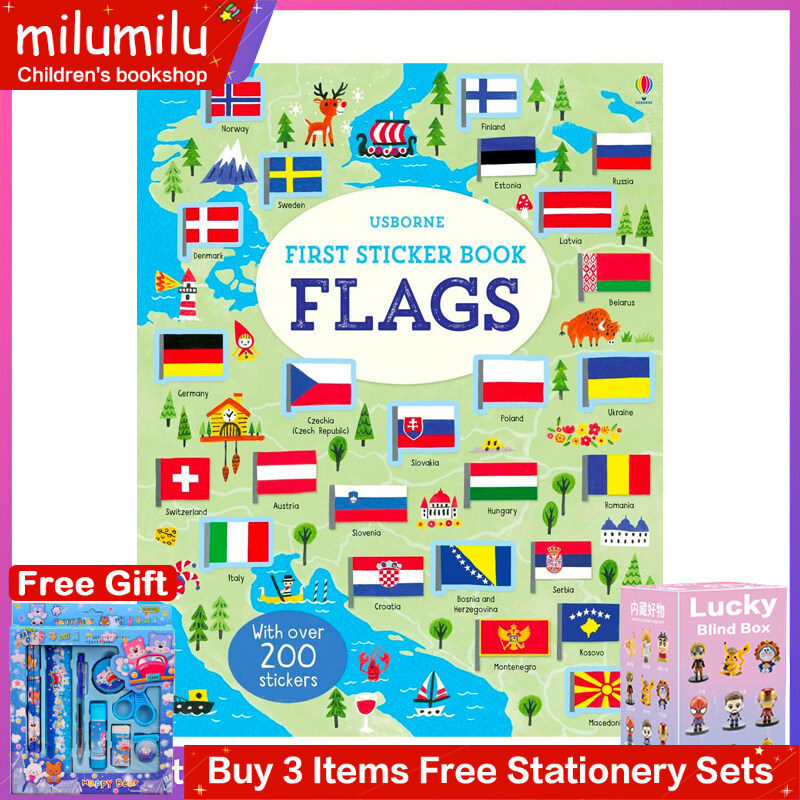 milumilu Usborne Original Popular Books First sticker book flags Colouring English Activity Picture Book for Kids