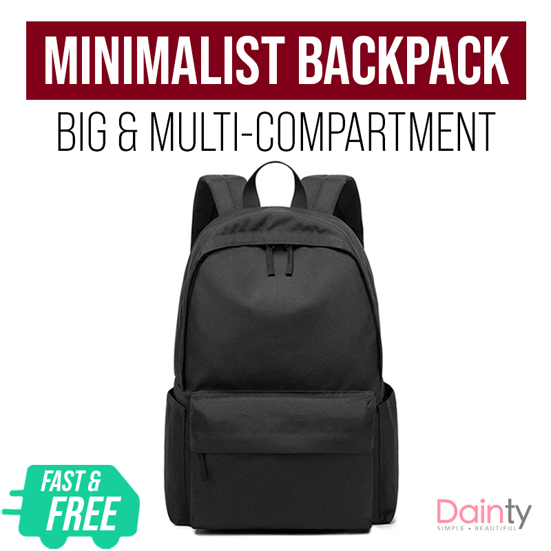 ?【HOT】Singapore Fast Delivery ? Minimalist Curved Top Backpack ? Original Rucksack Laptop Computer School Student Bag Bags Sling Water Resistant Waterproof Compartments Simple Black Beautiful Japan Wo