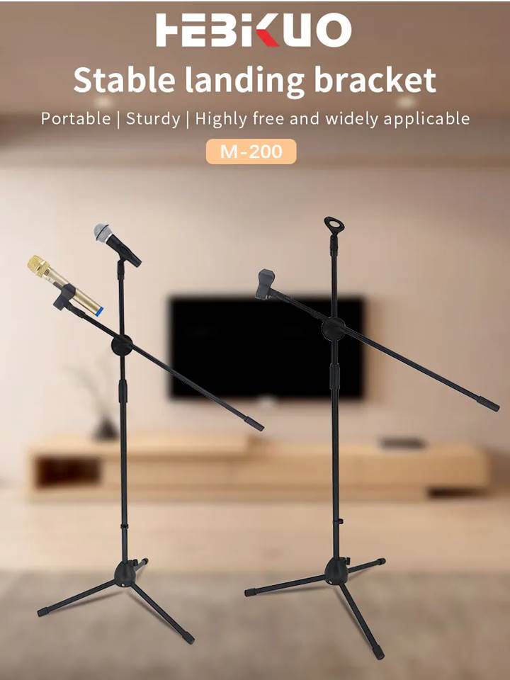 M-200 Professional Adjustable Double 2 in 1 Microphone Tripod Mic Stand With Dual Mic Clip
