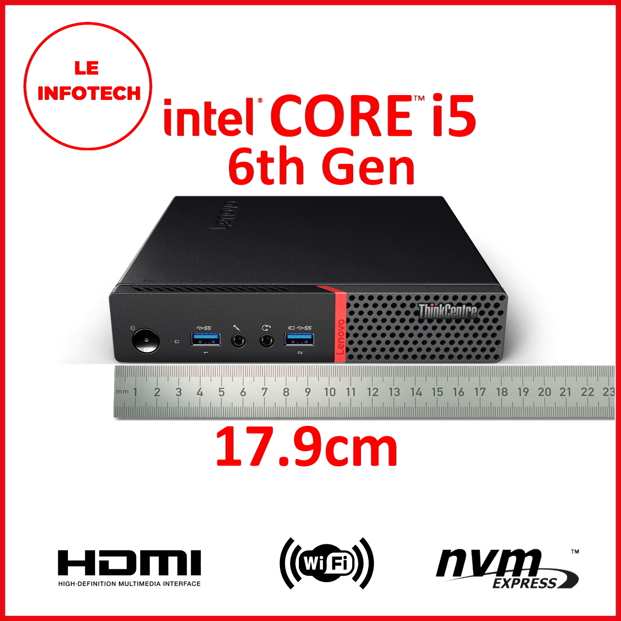 LENOVO ThinkCentre M900 Tiny Desktop Quad Cores Intel i5-6500T 8/16/32GB DDR4 New 256/512GB M.2 NVMe SSD DP to HDMI Wifi Win 10 Pro Used - Leinfotech